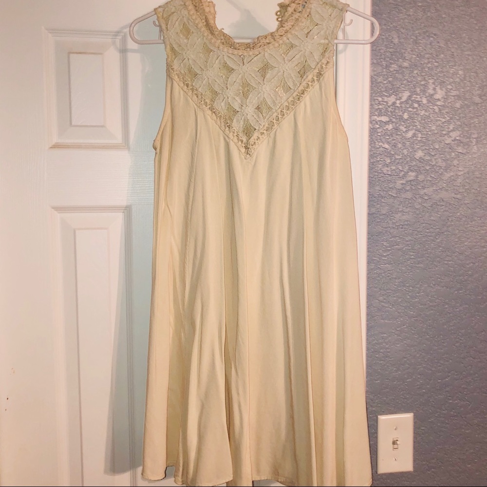 Cream Dress with Crochet Detail